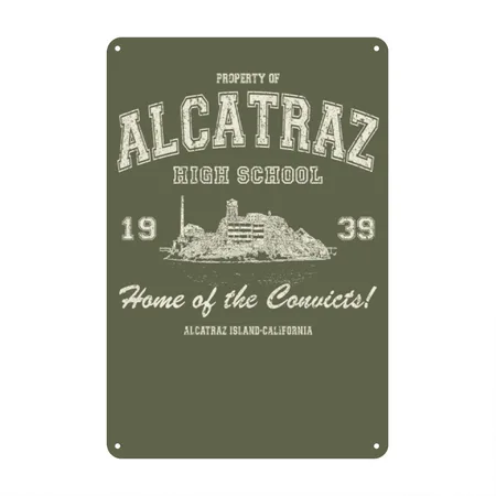 Alcatraz High School-2 Green Camo Metal Poster Wall Art Decor Sign