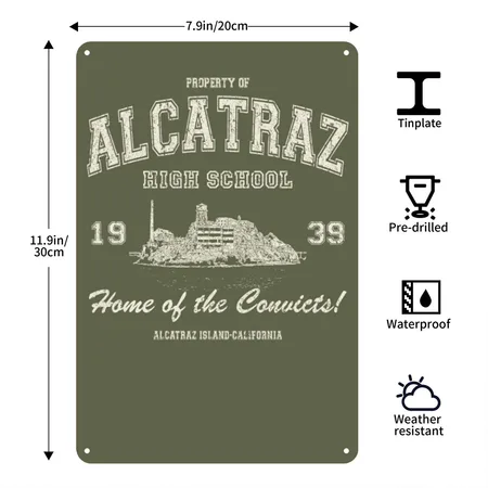 Alcatraz High School-2 Green Camo Metal Poster Wall Art Decor Sign