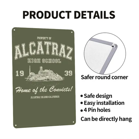 Alcatraz High School-2 Green Camo Metal Poster Wall Art Decor Sign