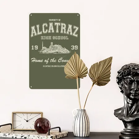 Alcatraz High School-2 Green Camo Metal Poster Wall Art Decor Sign