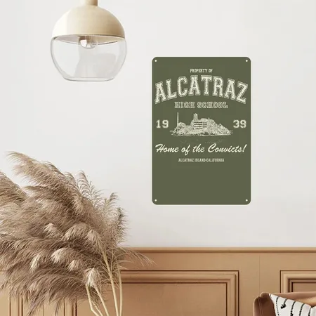 Alcatraz High School-2 Green Camo Metal Poster Wall Art Decor Sign