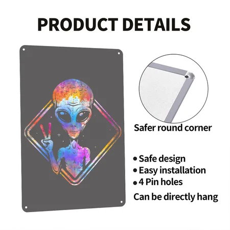 Alien Alien Charcoal Grey Metal Poster Wall Art Decor Sign