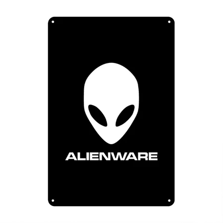 Alienware Black Metal Poster Wall Art Decor Sign