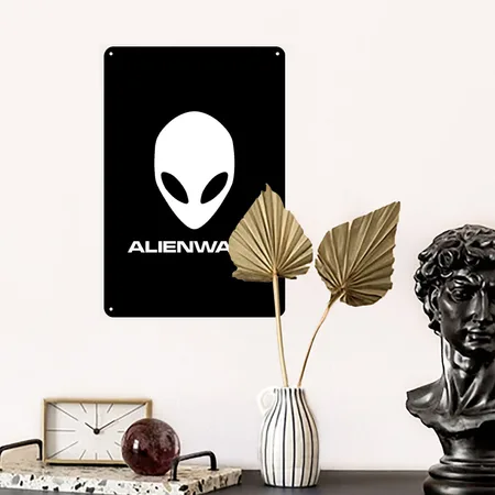 Alienware Black Metal Poster Wall Art Decor Sign