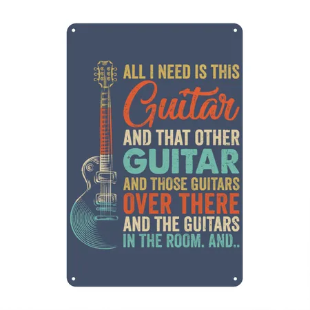 All I Need Is This Guitar Player Guitarist Music Heather Navy Metal Poster Wall Art Decor Sign