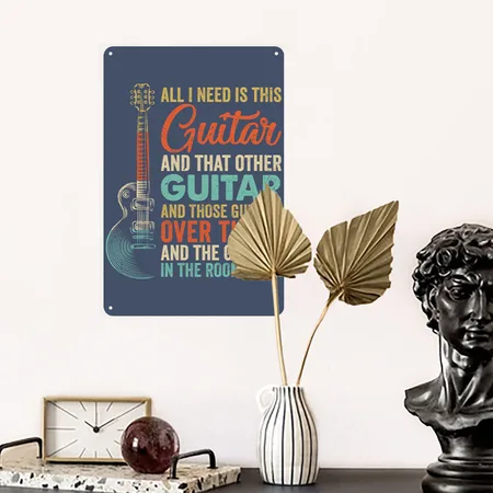 All I Need Is This Guitar Player Guitarist Music Heather Navy Metal Poster Wall Art Decor Sign