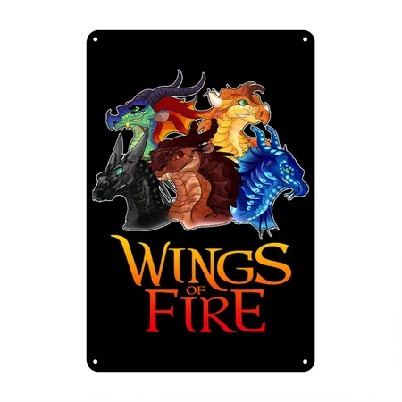 All Together Love Dragons Graphic Wings Of Fire Black/white Metal Poster Wall Art Decor Sign