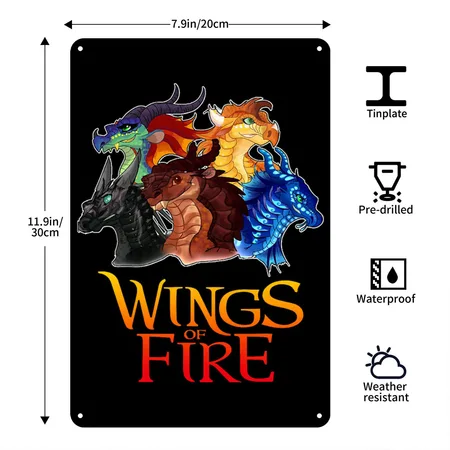 All Together Love Dragons Graphic Wings Of Fire Black/white Metal Poster Wall Art Decor Sign