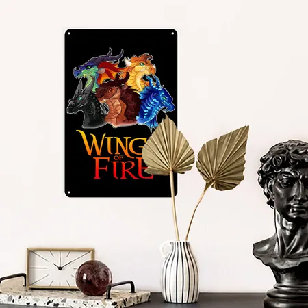 All Together Love Dragons Graphic Wings Of Fire Black/white Metal Poster Wall Art Decor Sign