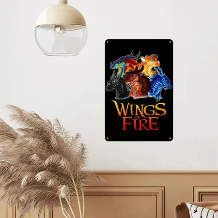 All Together Love Dragons Graphic Wings Of Fire Black/white Metal Poster Wall Art Decor Sign