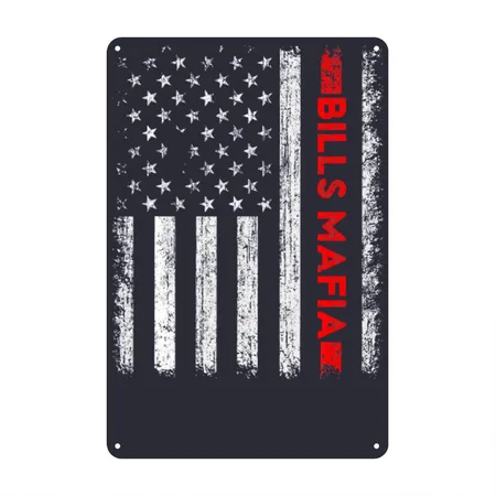 American Flag Bills Mafia Patriotic Buffalo Navy Metal Poster Wall Art Decor Sign