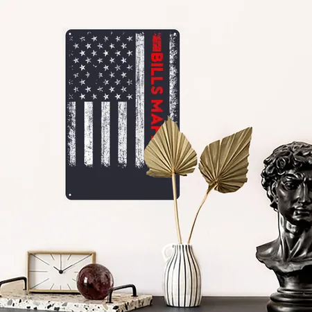 American Flag Bills Mafia Patriotic Buffalo Navy Metal Poster Wall Art Decor Sign