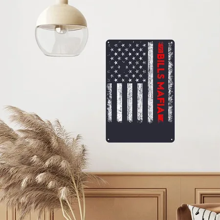 American Flag Bills Mafia Patriotic Buffalo Navy Metal Poster Wall Art Decor Sign