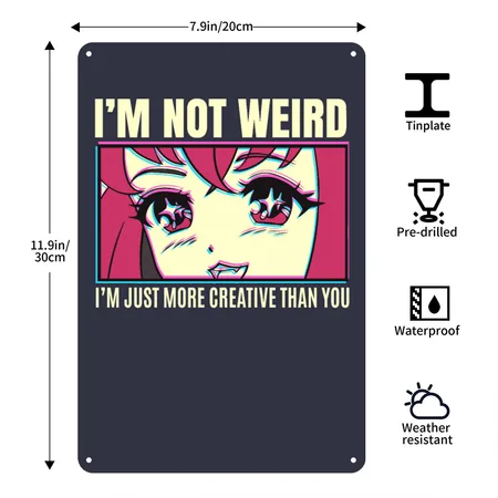 Anime Navy/heather Gray Metal Poster Wall Art Decor Sign
