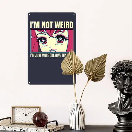 Anime Navy/heather Gray Metal Poster Wall Art Decor Sign