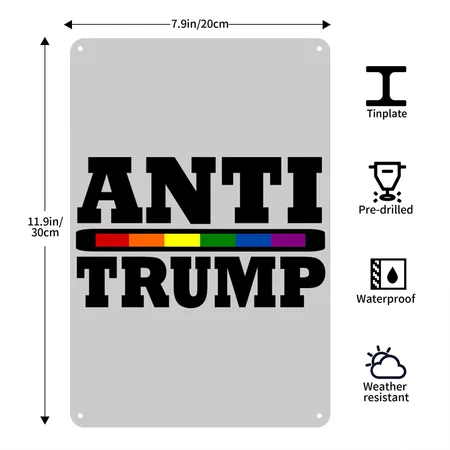Anti Trump Heather Gray Metal Poster Wall Art Decor Sign