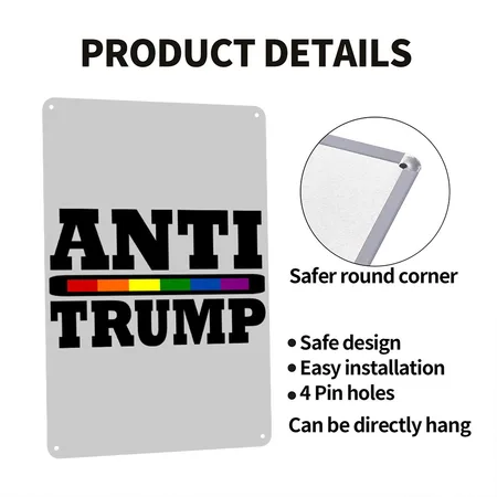 Anti Trump Heather Gray Metal Poster Wall Art Decor Sign