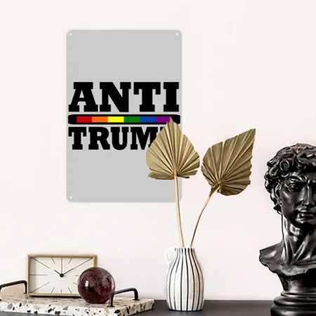 Anti Trump Heather Gray Metal Poster Wall Art Decor Sign