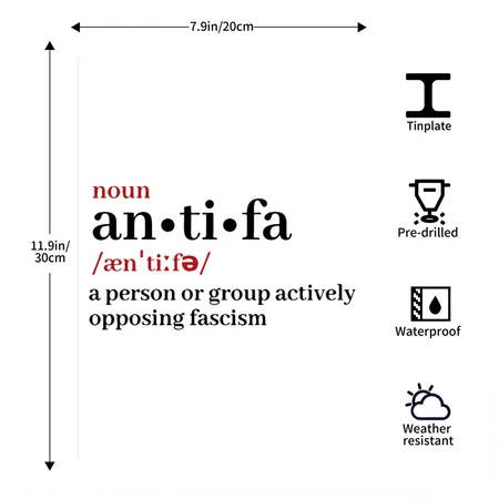 Antifa White/navy Metal Poster Wall Art Decor Sign