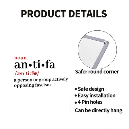 Antifa White/navy Metal Poster Wall Art Decor Sign