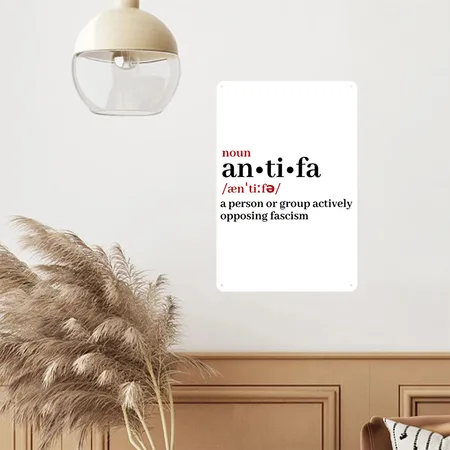 Antifa White/navy Metal Poster Wall Art Decor Sign