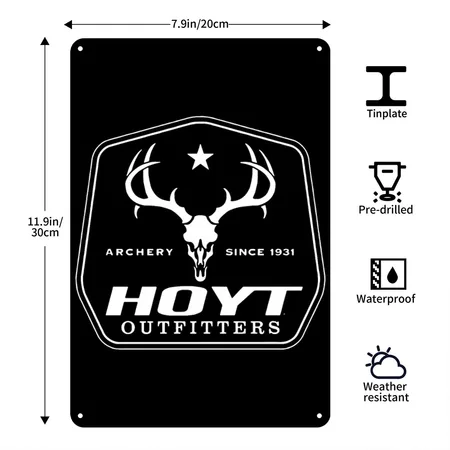 Archery Since 1931 Hoyt Outfitters Black Metal Poster Wall Art Decor Sign