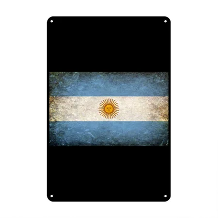 Argentina Flag Grunge Black Metal Poster Wall Art Decor Sign