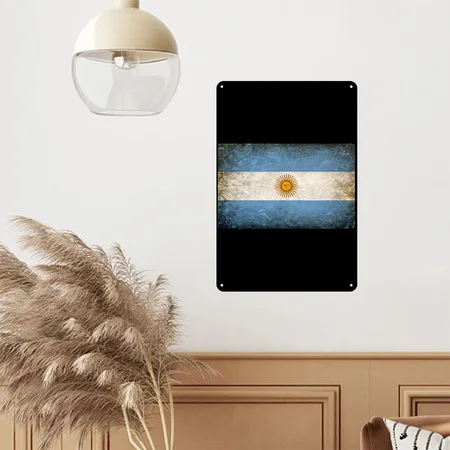 Argentina Flag Grunge Black Metal Poster Wall Art Decor Sign