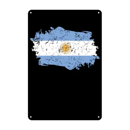 Argentina Flag Grunge Country Flag Argentina Black Metal Poster Wall Art Decor Sign