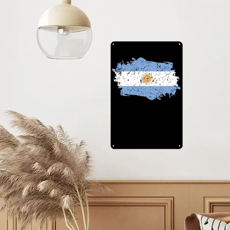 Argentina Flag Grunge Country Flag Argentina Black Metal Poster Wall Art Decor Sign