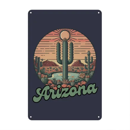 Arizona Navy/heather Gray Metal Poster Wall Art Decor Sign