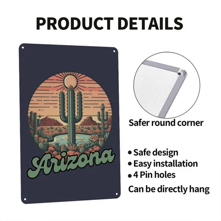 Arizona Navy/heather Gray Metal Poster Wall Art Decor Sign