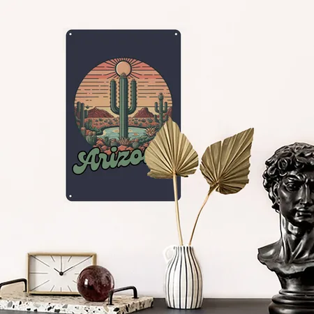 Arizona Navy/heather Gray Metal Poster Wall Art Decor Sign