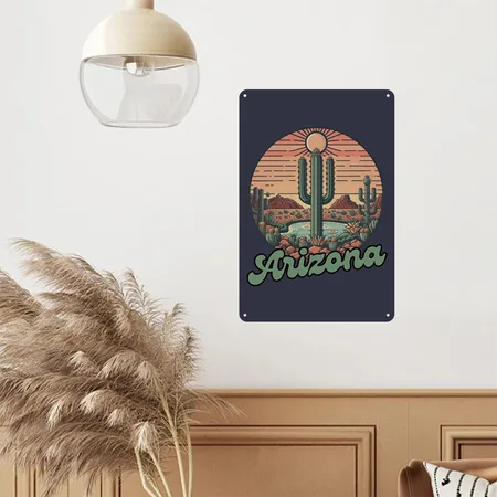 Arizona Navy/heather Gray Metal Poster Wall Art Decor Sign