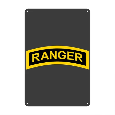 Army Ranger Charcoal Star Metal Poster Wall Art Decor Sign