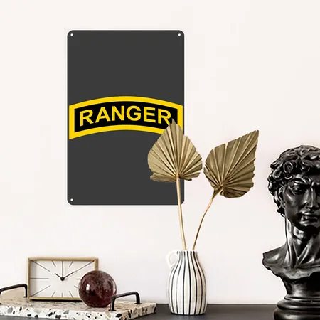 Army Ranger Charcoal Star Metal Poster Wall Art Decor Sign