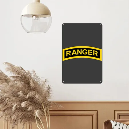Army Ranger Charcoal Star Metal Poster Wall Art Decor Sign