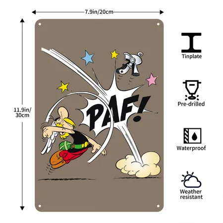 Asterix & Obelix Asterix Fist Faded Brown Metal Poster Wall Art Decor Sign
