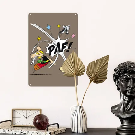 Asterix & Obelix Asterix Fist Faded Brown Metal Poster Wall Art Decor Sign