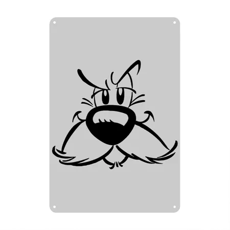 Asterix & Obelix Idefix Face Heather Gray Metal Poster Wall Art Decor Sign