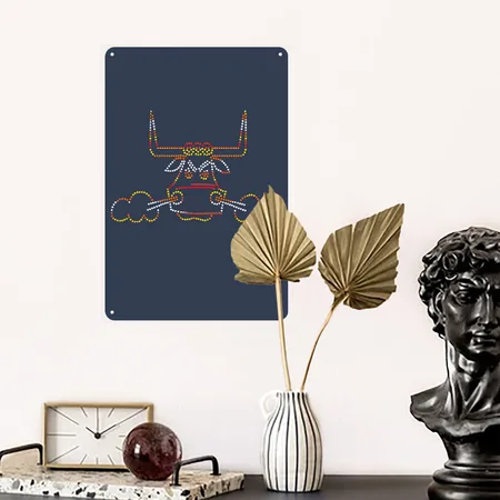 Astrodome Scoreboard Bull Vintage Navy/white Metal Poster Wall Art Decor Sign