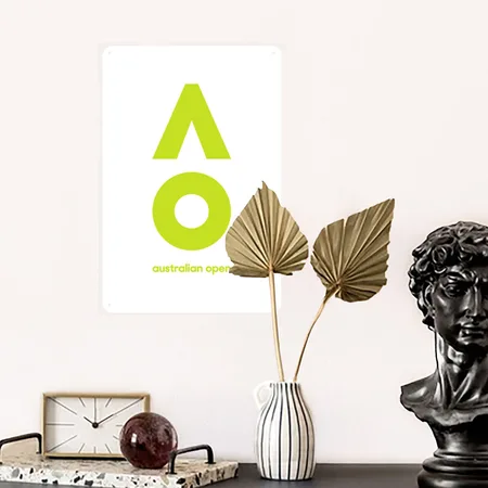 Australian Open Logo White Metal Poster Wall Art Decor Sign