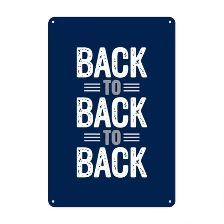 Back To Back To Back NY Baseball Navy Metal Poster Wall Art Decor Sign