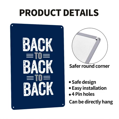 Back To Back To Back NY Baseball Navy Metal Poster Wall Art Decor Sign
