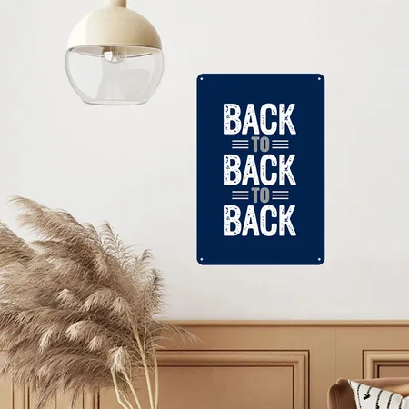 Back To Back To Back NY Baseball Navy Metal Poster Wall Art Decor Sign