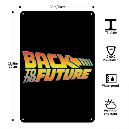 Back To The Future Logo Black Metal Poster Wall Art Decor Sign