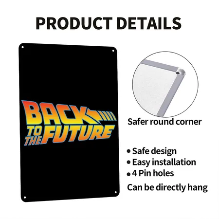 Back To The Future Logo Black Metal Poster Wall Art Decor Sign