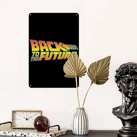 Back To The Future Logo Black Metal Poster Wall Art Decor Sign