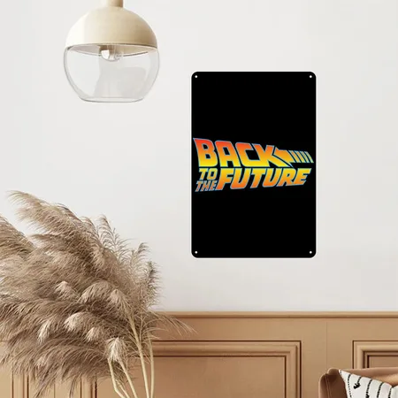Back To The Future Logo Black Metal Poster Wall Art Decor Sign