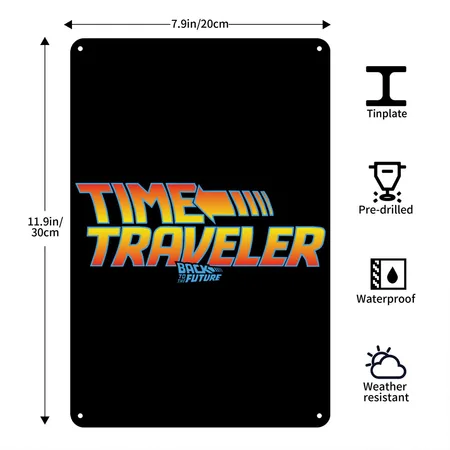 Back To The Future Time Traveler Black Metal Poster Wall Art Decor Sign